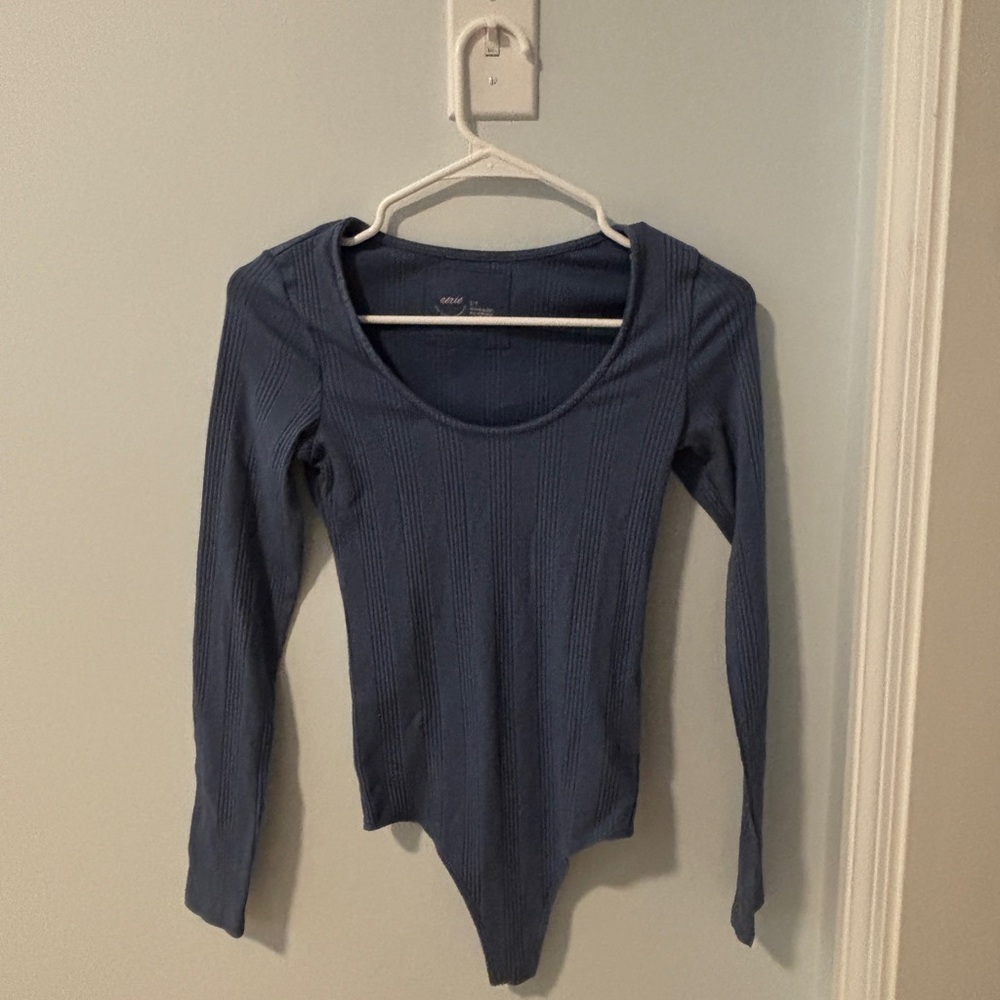 American Eagle Outfitters Blue Ribbed Bodysuit
